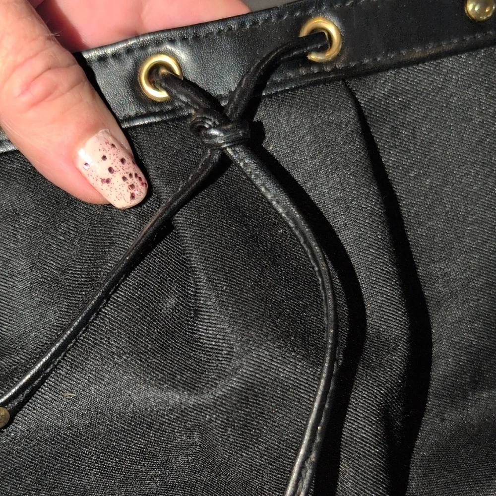 Yves Saint Laurent Black Satin Pouch with Gold Details